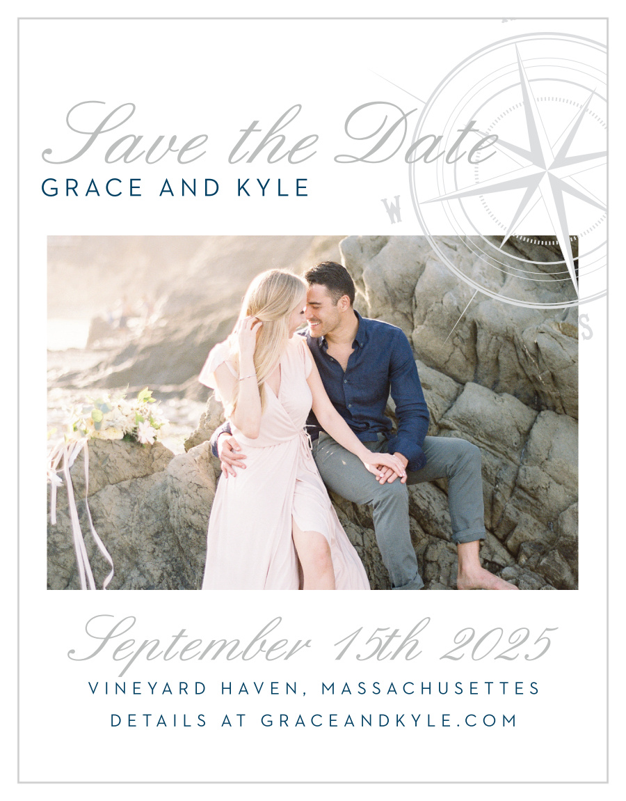 Nautical Compass Foil Save the Date Cards