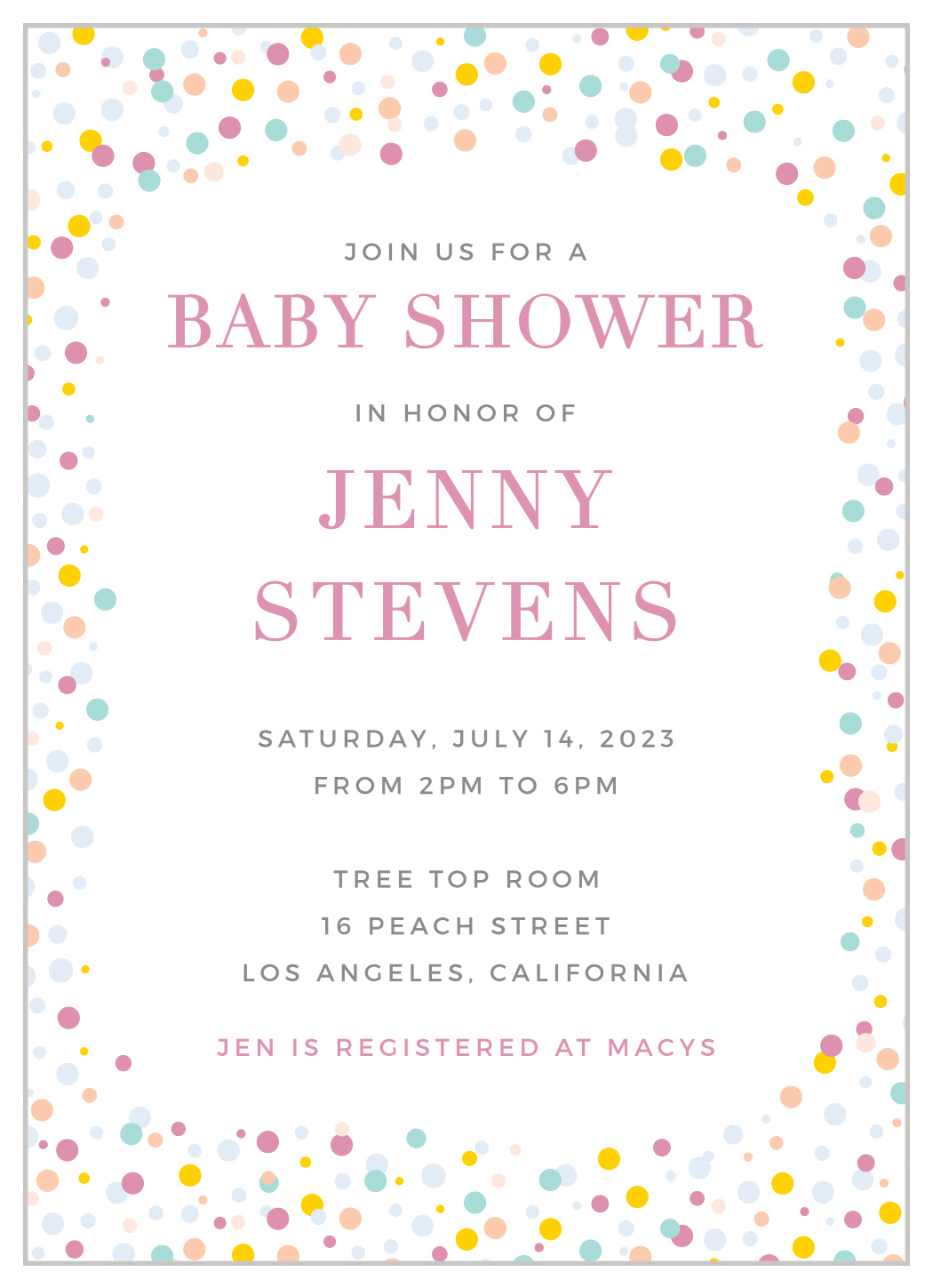 Dancing Dots Baby Shower Invitations