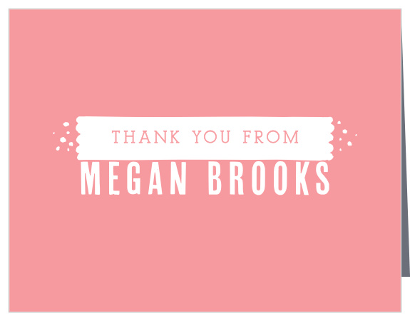 Share your gratitude with the painted banner of the Baby Stats Baby Shower Thank You Cards. 