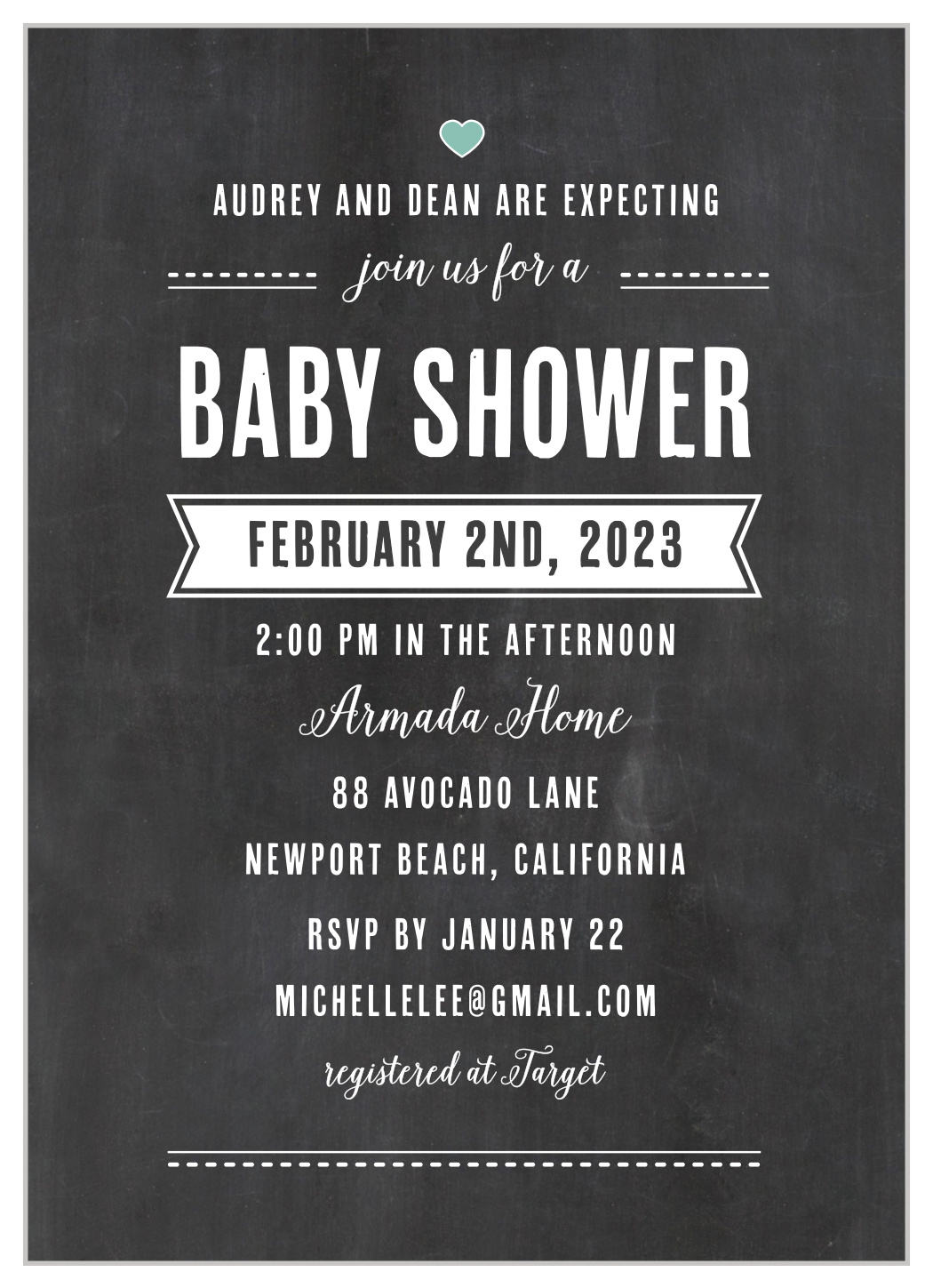 Chalkboard Writing Baby Shower Invitations