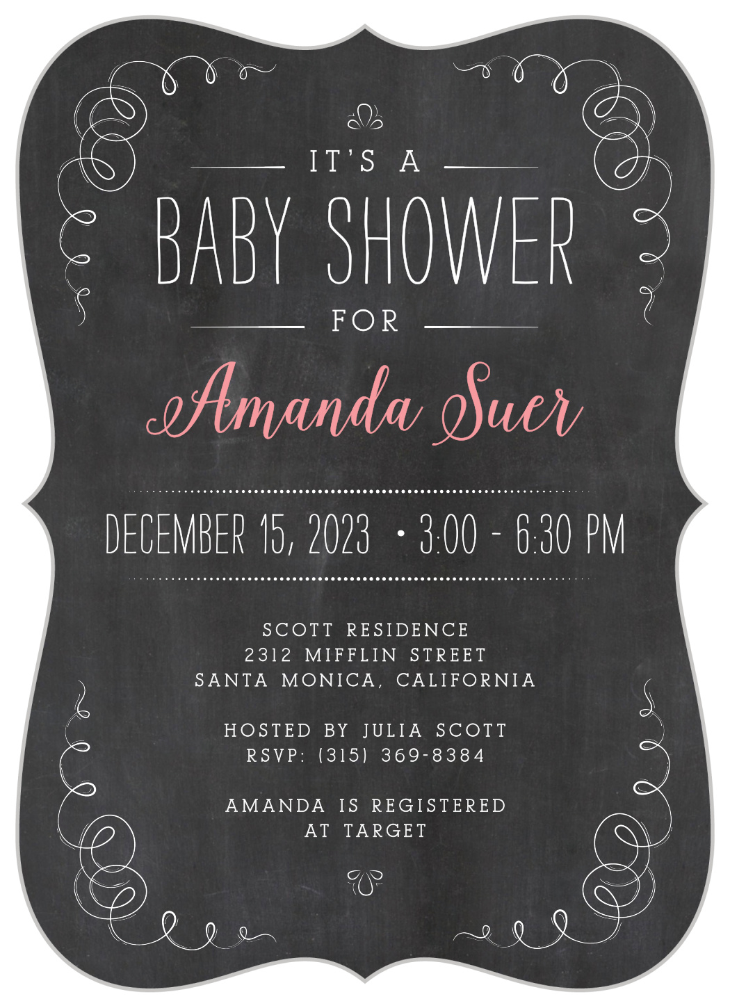 Chalkboard Love Baby Shower Invitations