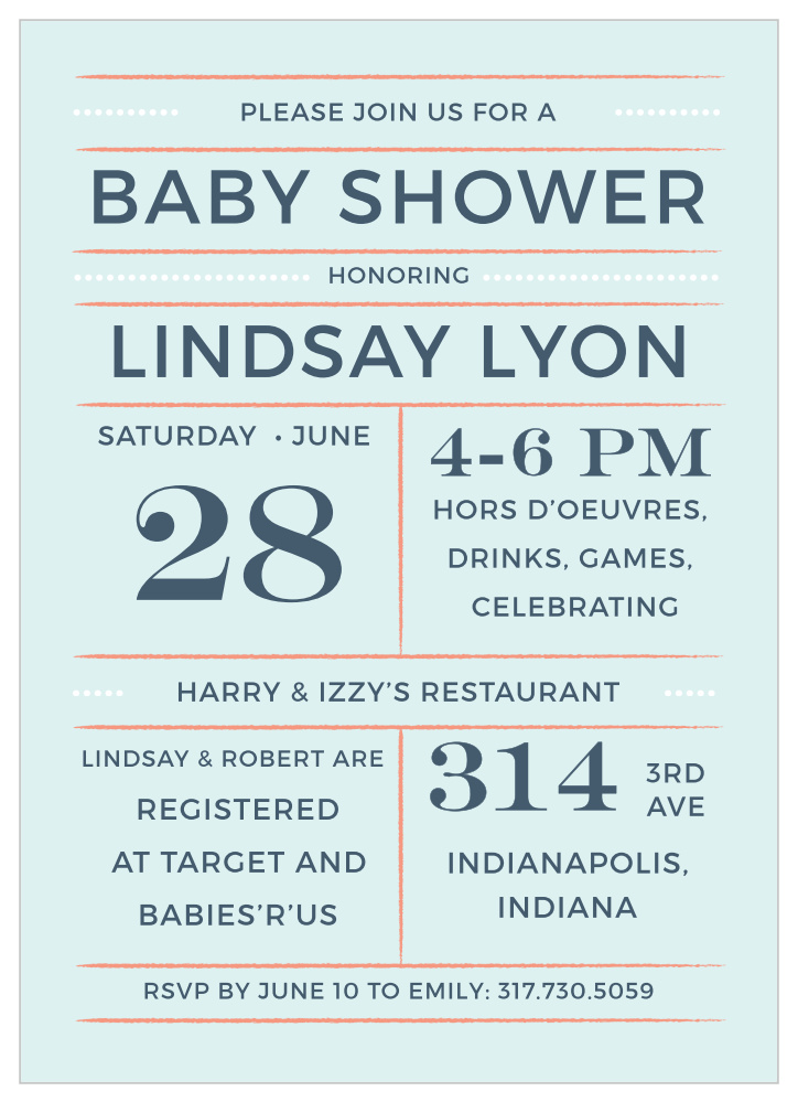 Dotted Lines Boy Baby Shower Invitations