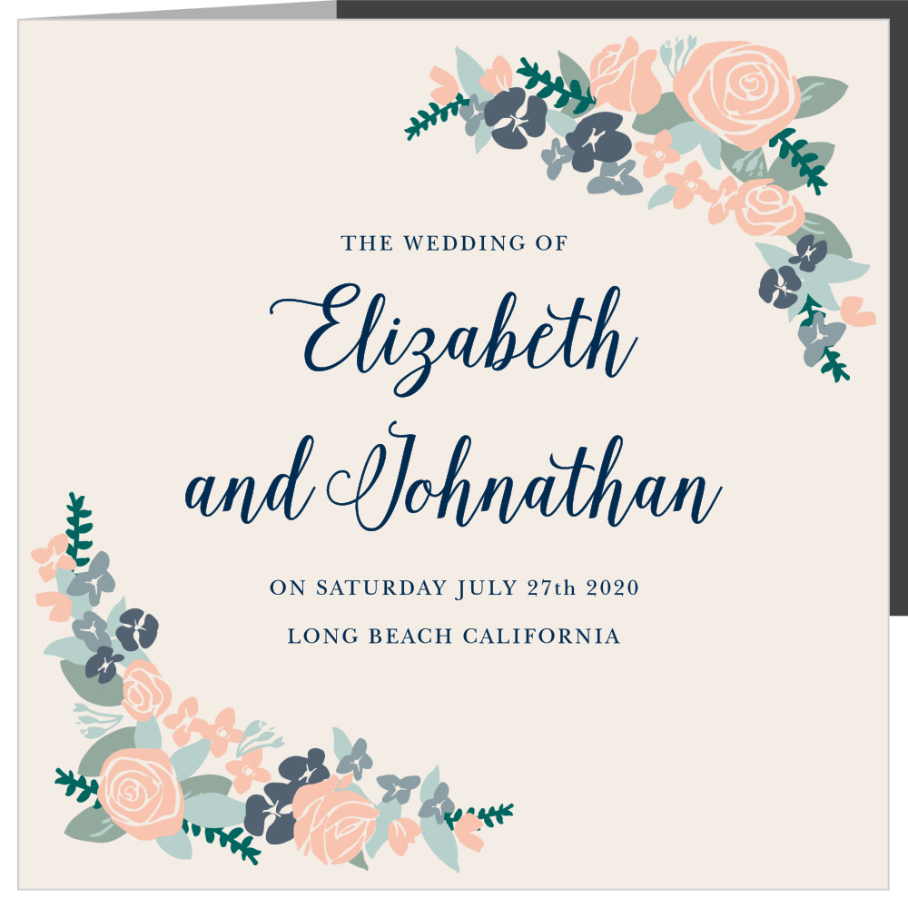 Illustrated Corner Wreath Storybook Wedding Invitations