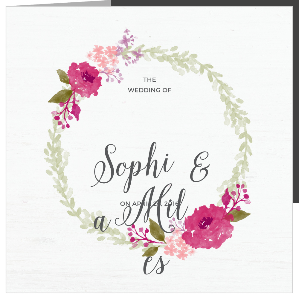 Watercolor Wreath Storybook Wedding Invitations