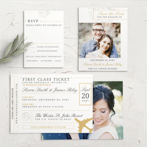 Bon Voyage Foil Wedding Invitations
