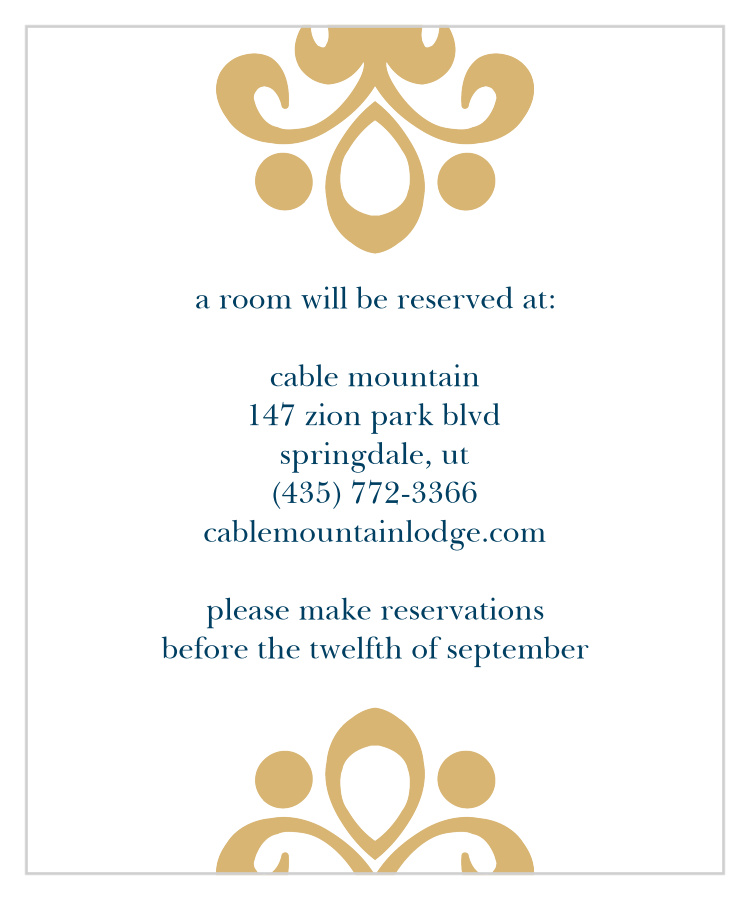 Moroccan Frame Foil Accommodation Cards