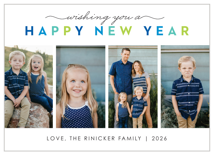 Show off your pretty faces on this card! Family Portraits New Years Cards is the perfect way to show how you have changed in the past year!