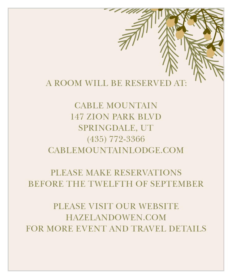 Pine Berries Foil Accommodation Cards
