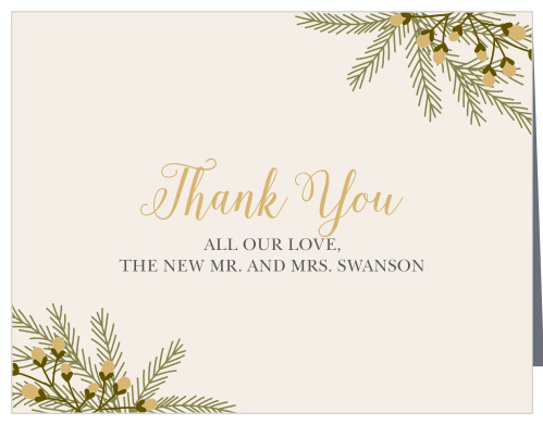 Pine Berries Foil Wedding Thank You Cards