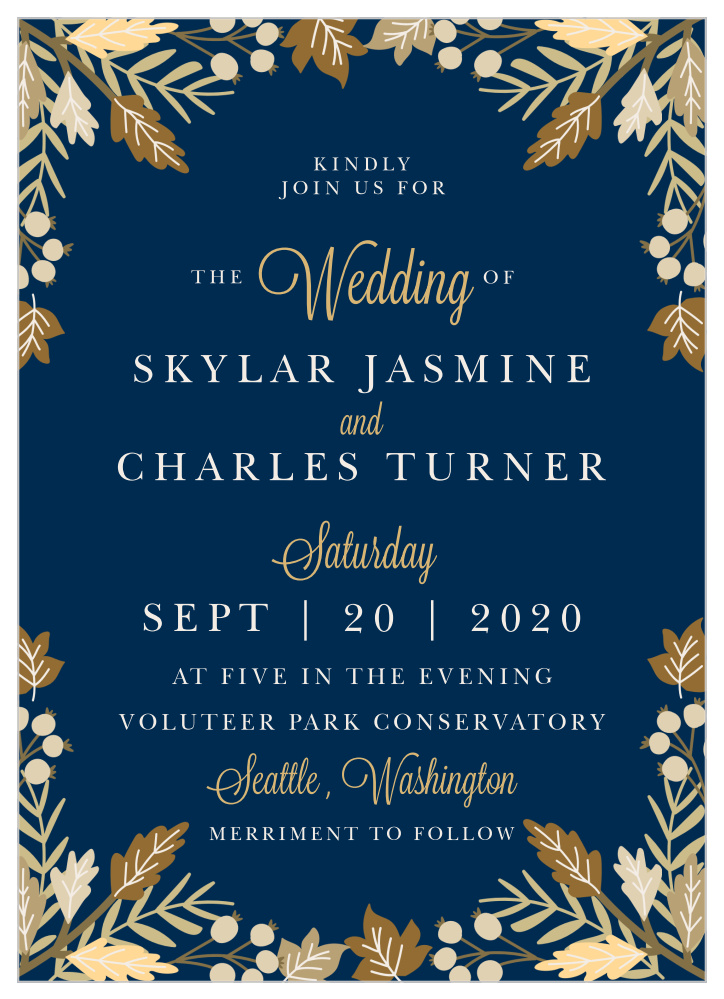 Falling Leaves Foil Wedding Invitations