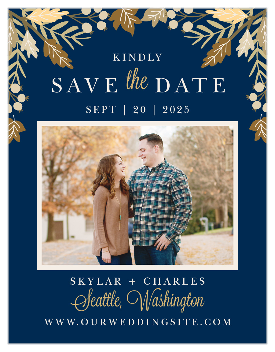 Falling Leaves Foil Save the Date Cards