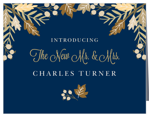 Send your first mail as a wedded couple with the Falling Leaves Foil Thank You Cards.