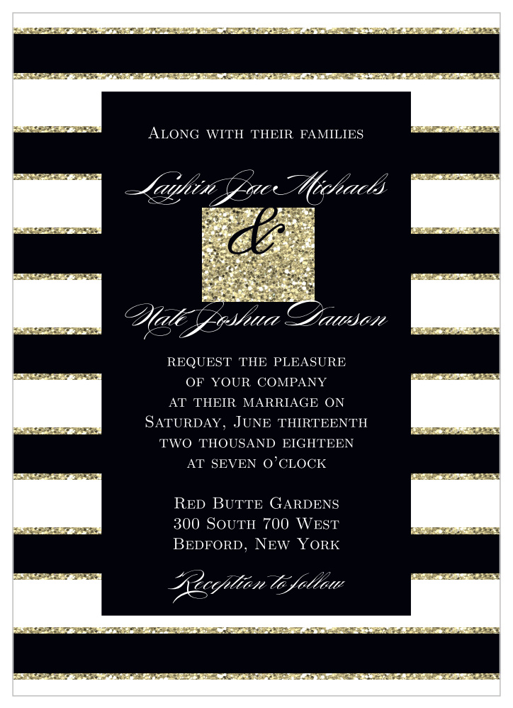 Elegant Gold Stripes Wedding Invitations