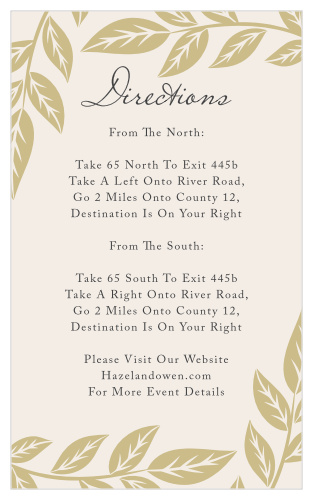 Help guests find your wedding venue with the Lovely Laurel Direction Cards.