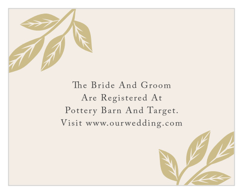 The ethereal style of the Lovely Laurel Registry Cards is consistent with the rest of the Lovely Laurel Wedding Invitation Suite.