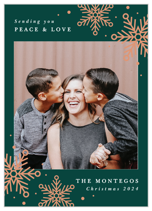 Our Snowflake Accents Christmas Card is the perfect way to spread your cheer to your family and friends.
