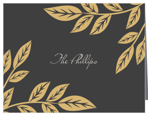 Graceful leaves give the Lovely Laurel Foil Thank You Cards an ethereal appeal consistent with the Lovely Laurel Foil Wedding Invitation Suite.