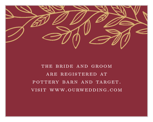 Give guests the link to your wedding registries with the Romantic Vines Registry Cards.