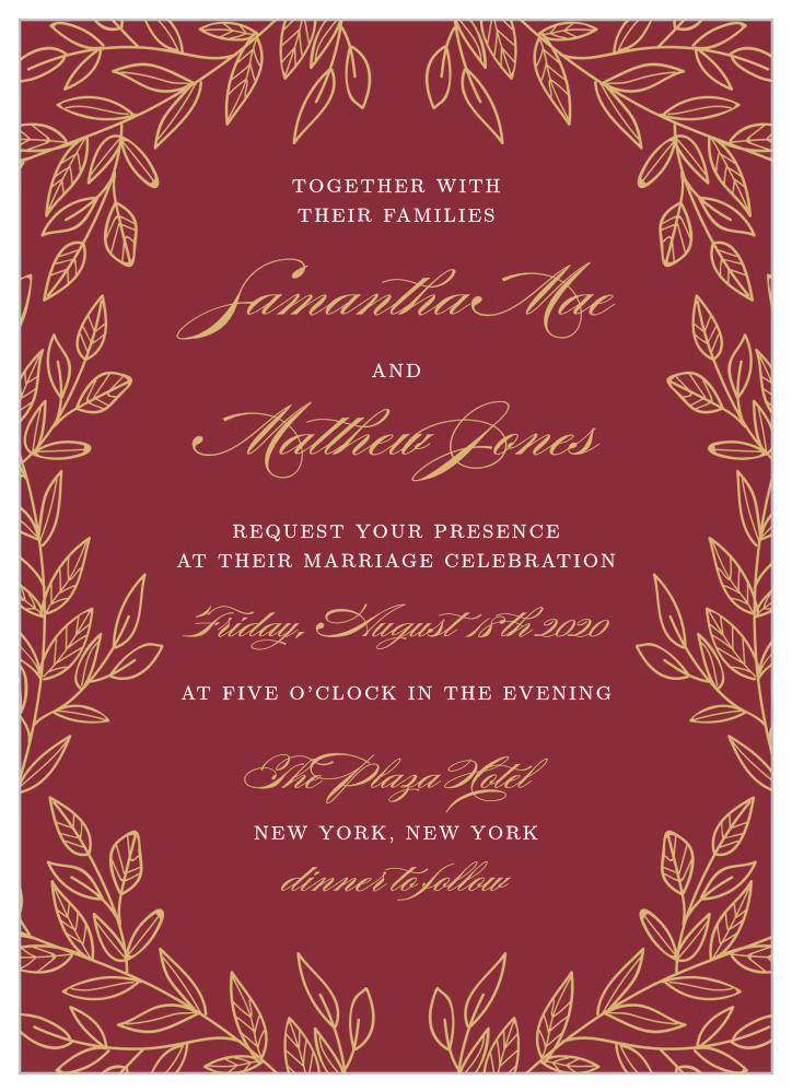 Romantic Vines Foil Wedding Invitations
