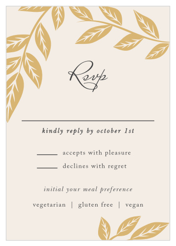 Collect RSVPs with the ethereal appeal of the Lovely Laurel Foil Response Cards. 