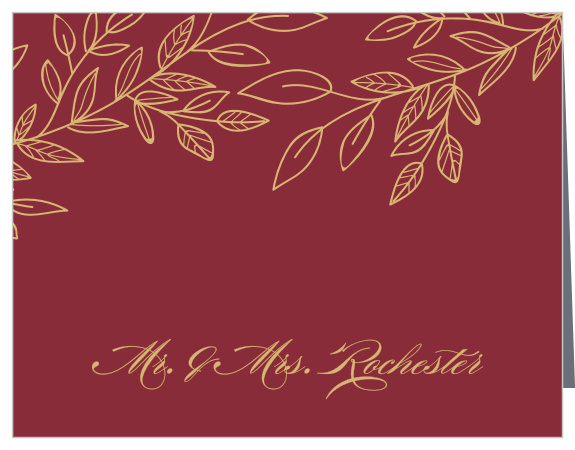 Enchanting leaves trail along the top of the Romantic Vines Foil Thank You Cards.