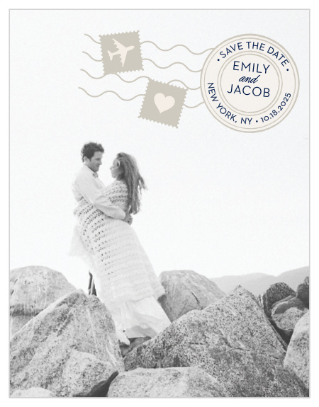 Announce your upcoming wedding with the unforgettable style of the Posh Postmark Save-the-Date Cards.