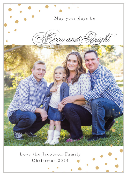 Twinkling lights make the holiday season bright and cheery. With this holiday card so can your photos!