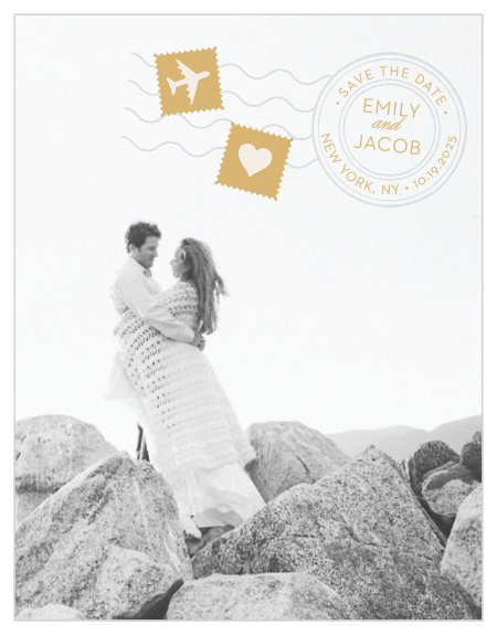 Announce your upcoming wedding with the unforgettable style of the Posh Postmark Save-the-Date Magnets.