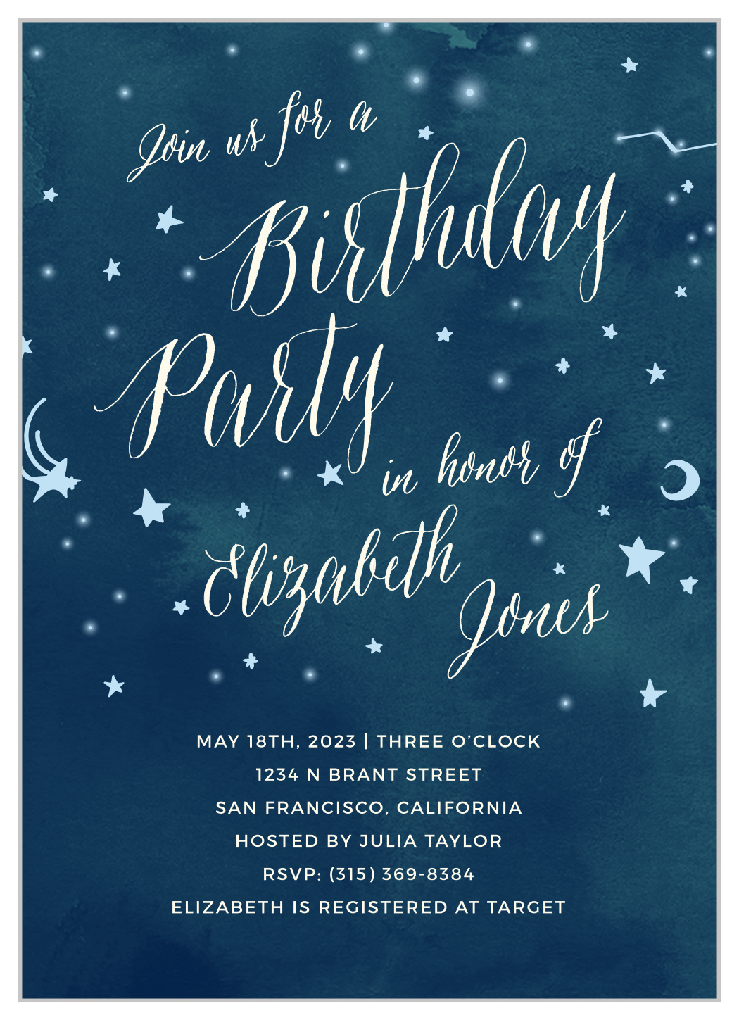 Twinkle Twinkle First Birthday Invitations