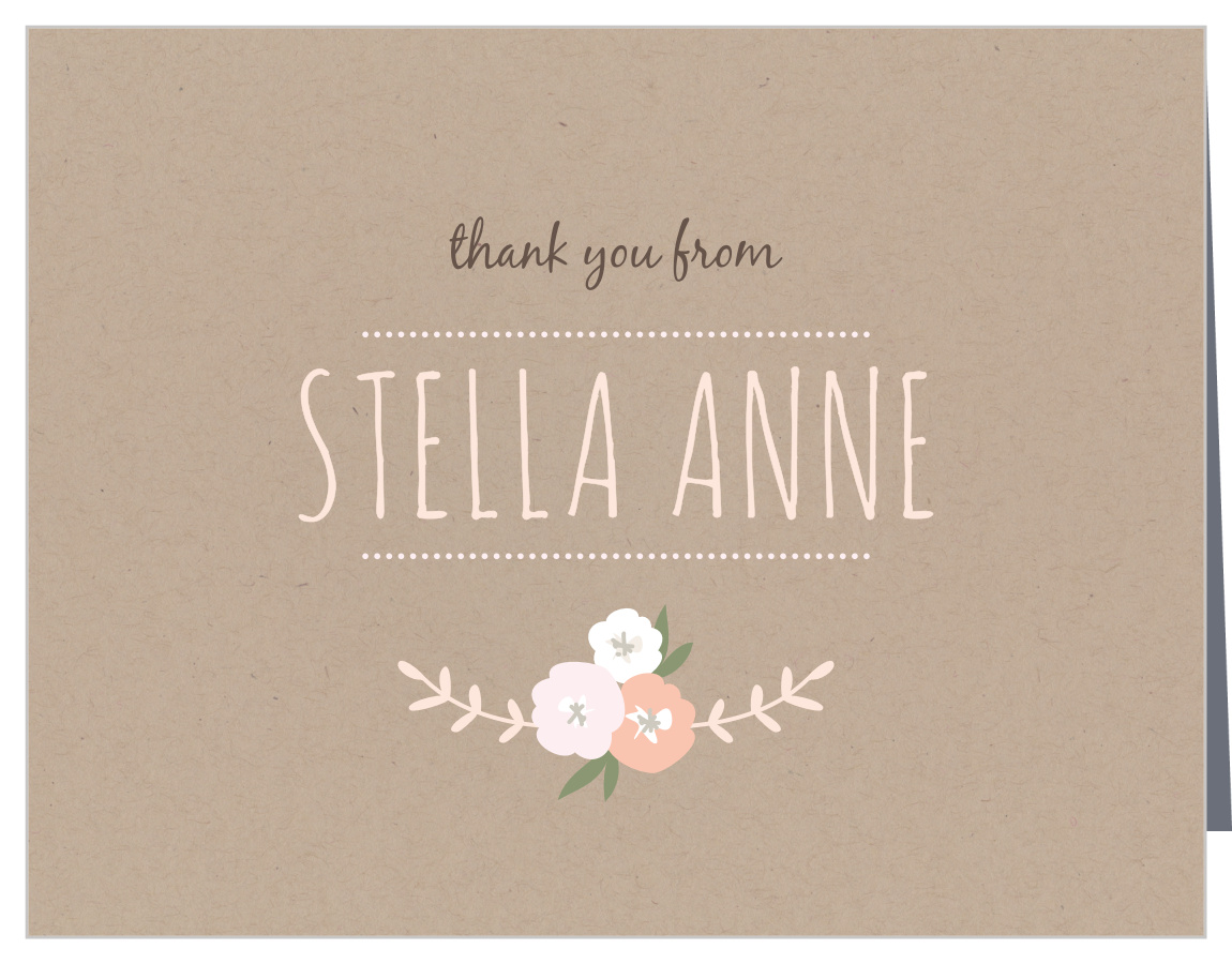 Floral Kraft First Birthday Thank You Cards