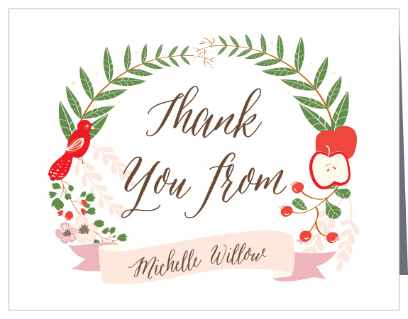 Thank the guests who attended your woodland themed Baby Shower with the Whimsical Forest Thank You Cards from the Love Vs Design Collection at Basic Invite.