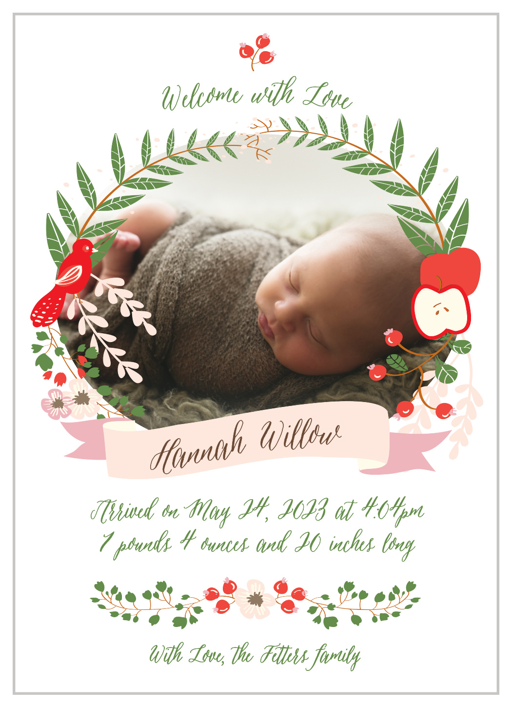 Whimsical Forest Birth Announcements