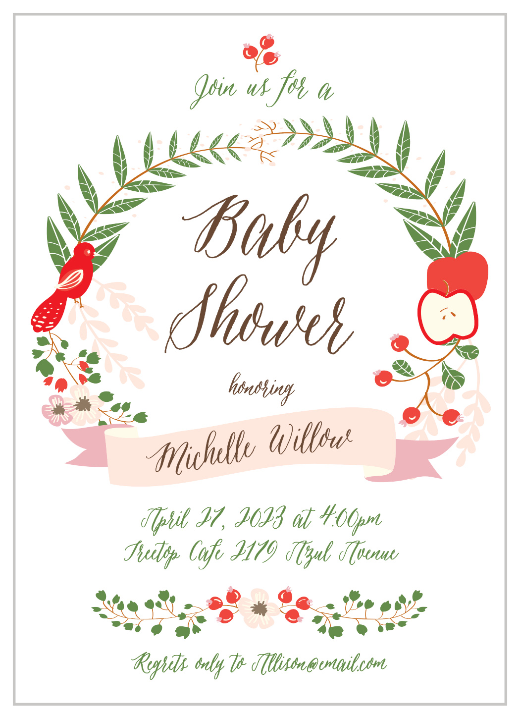 Whimsical Forest Baby Shower Invitations
