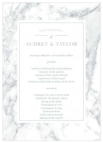 Plan your ceremony with the cultivated sophistication of the Cool Marble Wedding Programs.