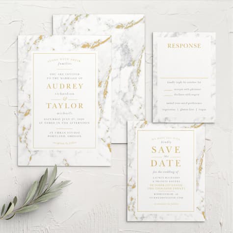 Cool Marble Foil Wedding Invitations