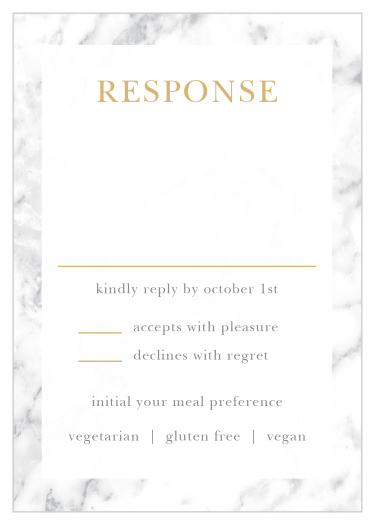 Send and receive RSVPs with the cultivated sophistication of the Cool Marble Foil Response Cards.