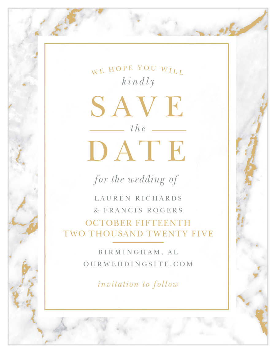 Cool Marble Foil Save the Date Cards