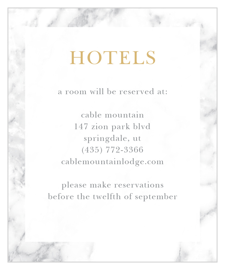 Cool Marble Foil Accommodation Cards