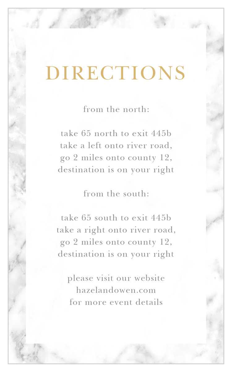 Cool Marble Foil Direction Cards