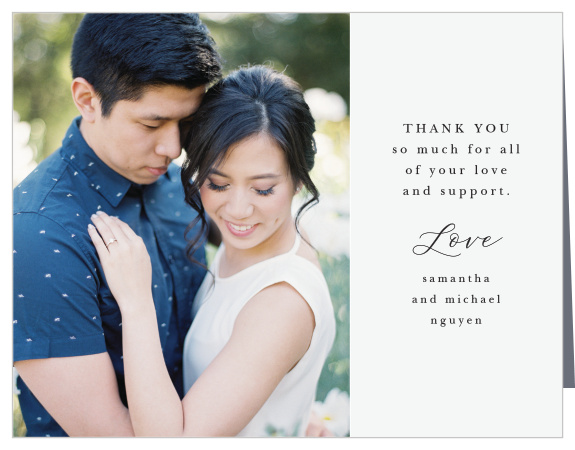 Show your gratitude with the Stacked Photo wedding thank you cards!