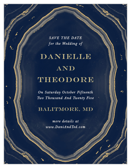 Create save-the-dates that mimic one of nature's most luxurious natural marvels with the Gorgeous Geode Save-the-Date Magnets.