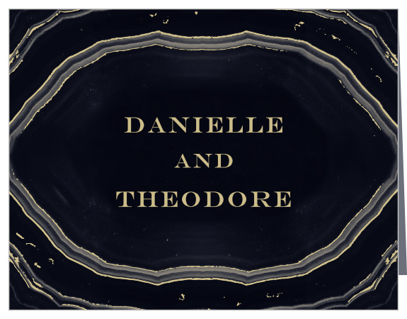 A pattern mimicking one of nature’s most luxurious marvels makes for a stunning background on the Gorgeous Geode Wedding Invitation Suite.