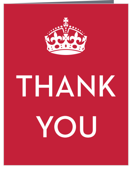 Keep calm and say thank you! Our Royal Crown thank you card is bold and modern!