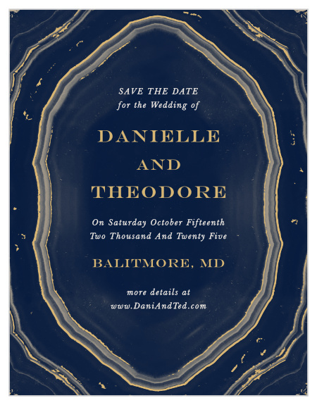 Create save-the-dates that mimic one of nature's most luxurious natural marvels with the Gorgeous Geode Foil Save-the-Date Magnets.