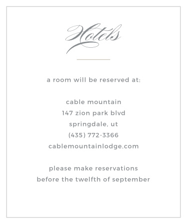 Help guests make travel plans for your wedding with the dignified beauty of the Marbled Paper Accommodation Cards. 