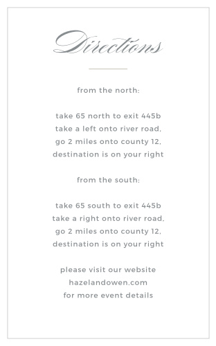 Help guests find your stately wedding venue with the Marbled Paper Direction Cards.