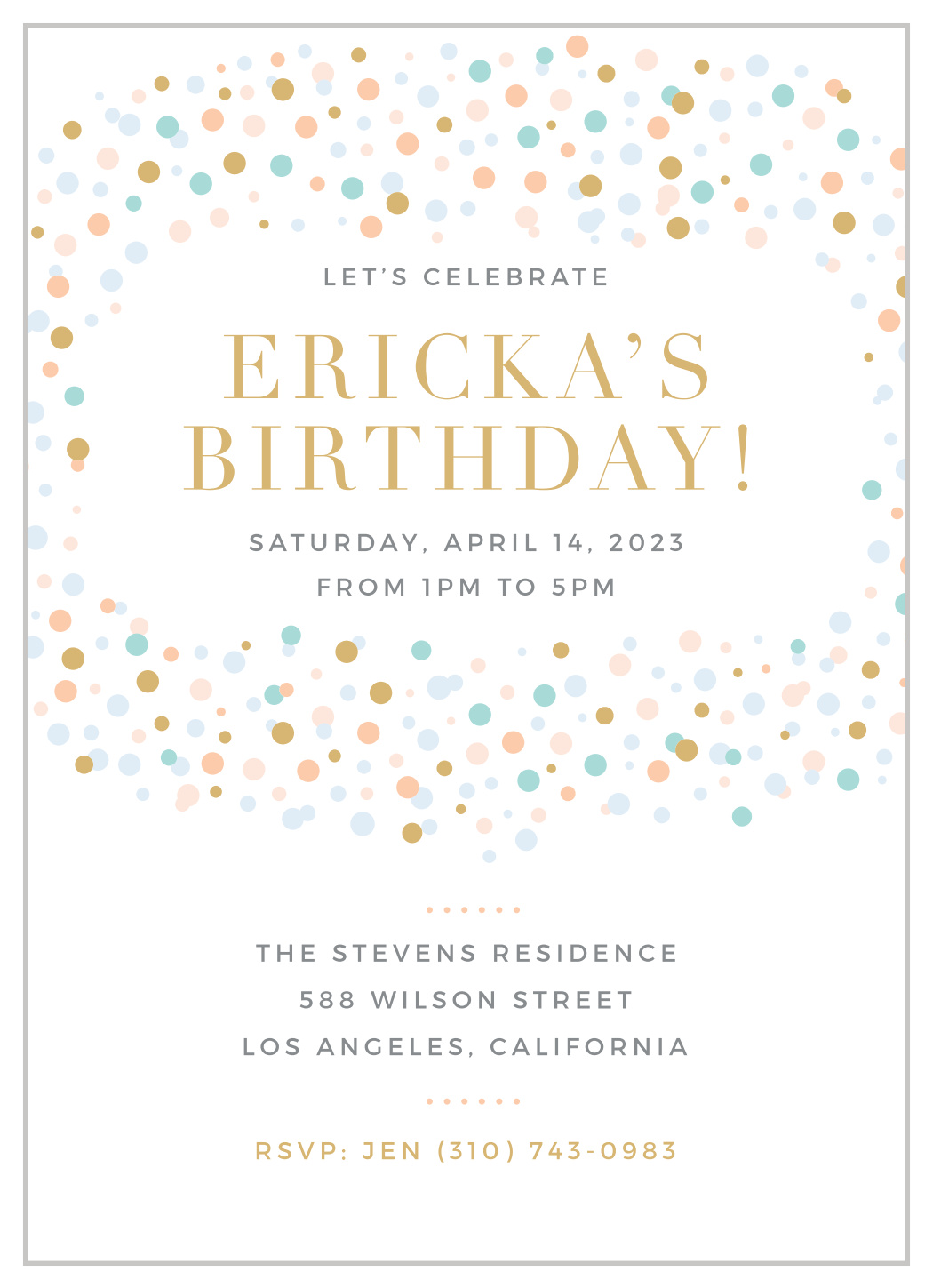 Dancing Dots Foil First Birthday Invitations