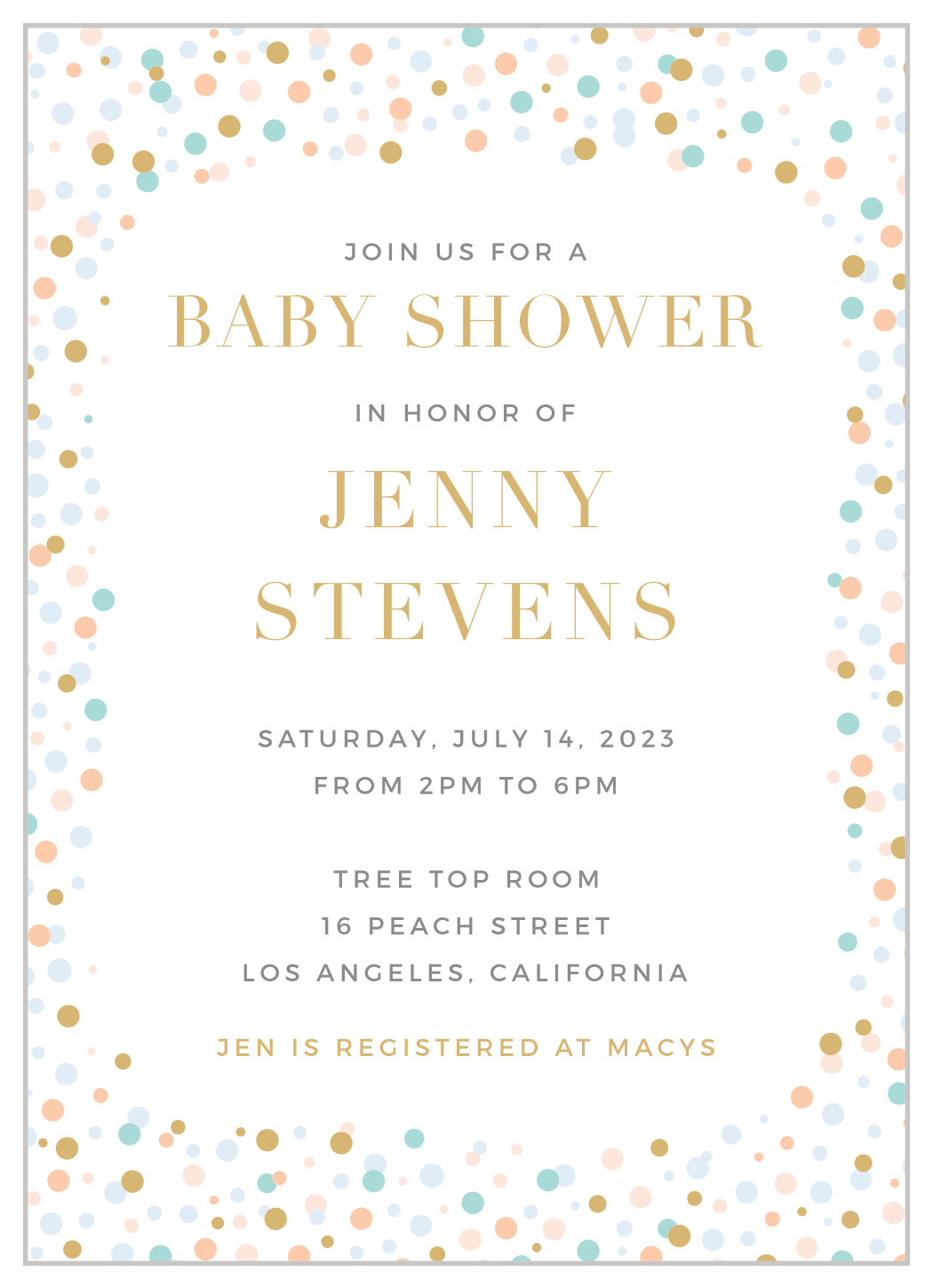 Dancing Dots Foil Baby Shower Invitations