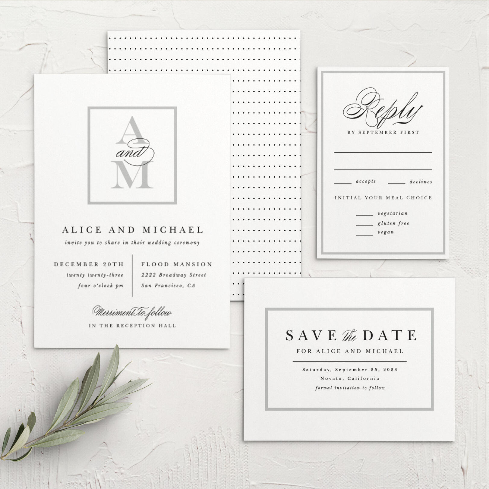 Monogram Square Portrait Wedding Invitations by Basic Invite