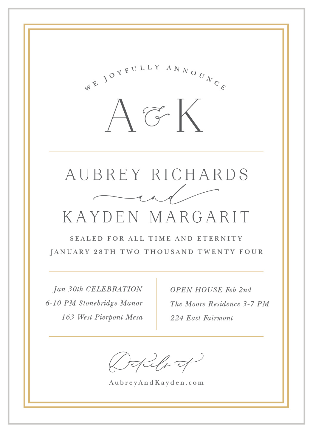 Alluring Aubrey LDS Wedding Invitations by Basic Invite, image size:1050x1449